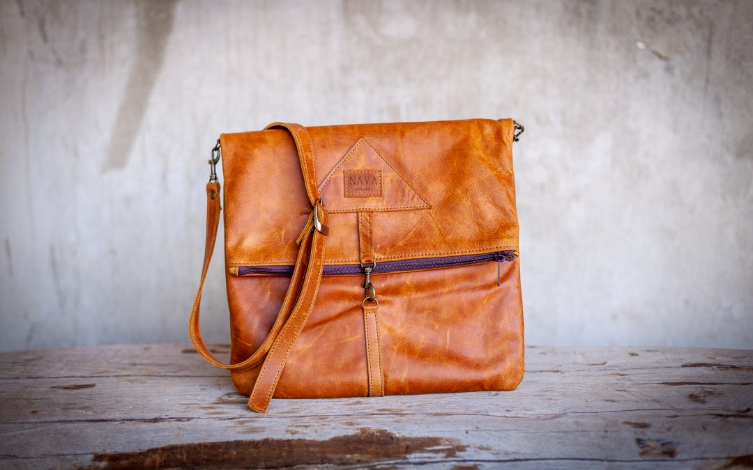 Fold Over Sling Bag Toffee Leather