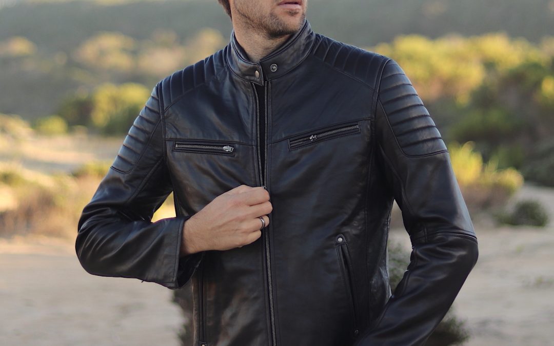 Men’s Moto Racer Leather Jacket – Black