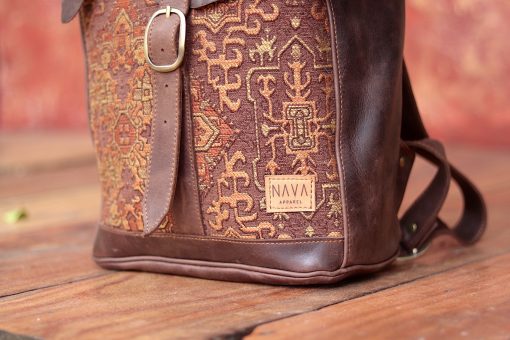 NAVA Apparel Backpack with Fabric and Diesel Brown Leather