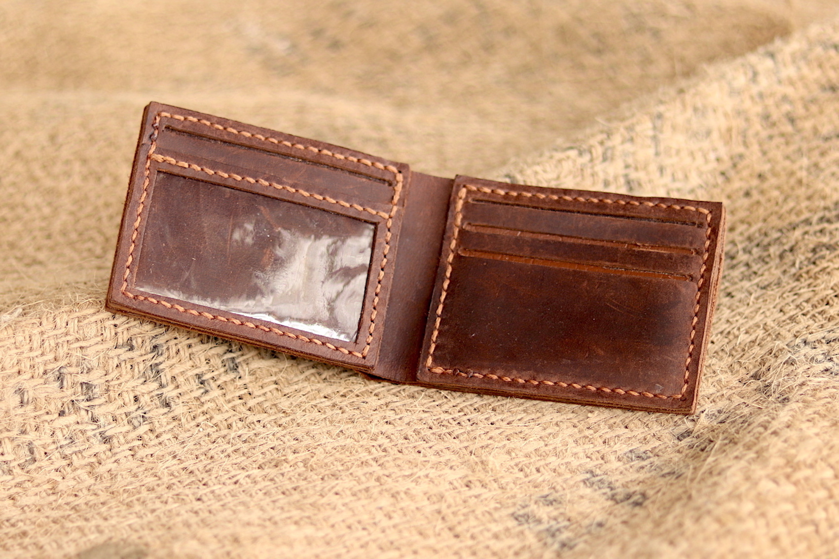 Bi-Fold Wallet in Diesel Brown Leather | NAVA APPAREL SA
