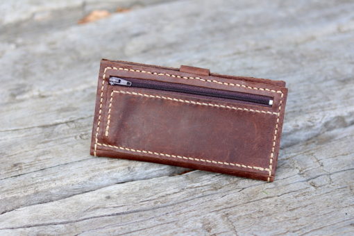 Long Leather Wallet - Brown - Image 2