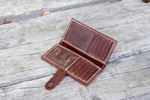 Long Leather Wallet - Brown - Image 3