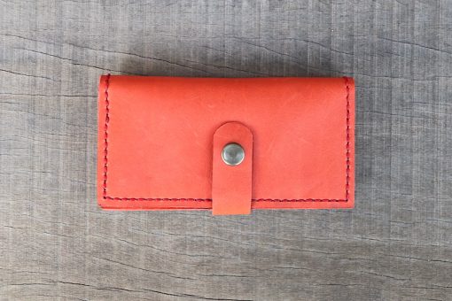 Long Leather Wallet - Coral