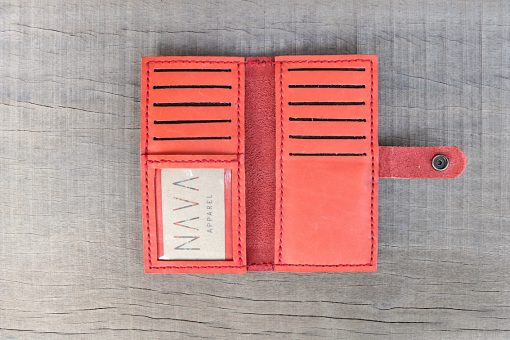 Long Leather Wallet - Coral - Image 2