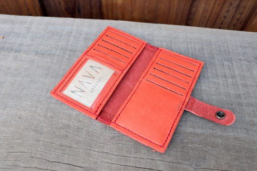 Long Leather Wallet - Coral - Image 3