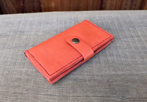 Long Leather Wallet - Coral - Image 5