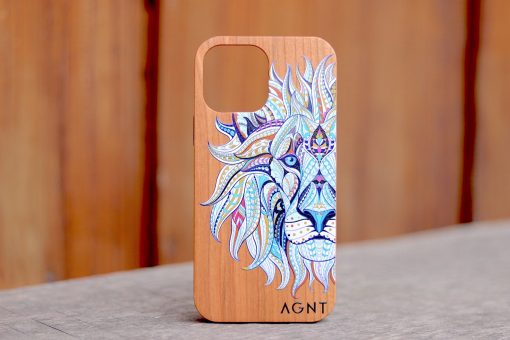 Wooden Phone Cover Lion Art iPhone 13 Pro Max