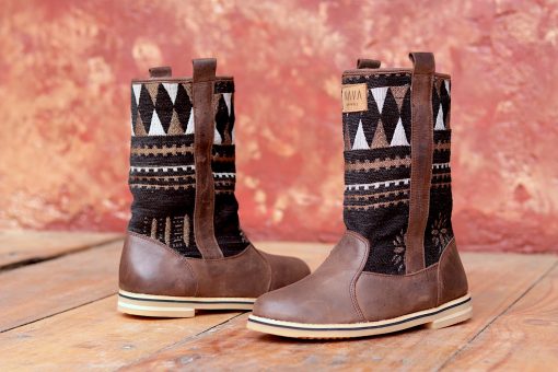 nava-apparel-womens-zulu-snugg-boots-brown-leather-tribal-fabric-shoes-zulu-collection