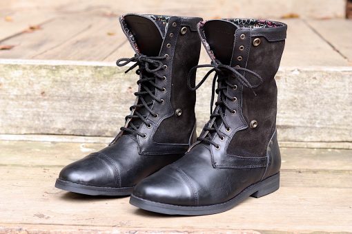 mens-warrior-boots-venda-black-leather-suede-tribal-fabric
