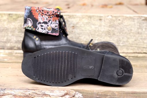 mens-warrior-boots-venda-black-leather-suede-tribal-fabric