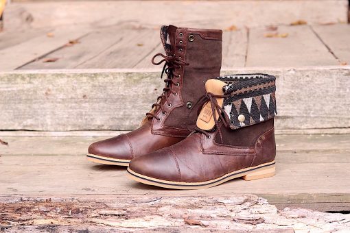mens-warrior-boots-zulu-brown-leather-suede-tribal-fabric