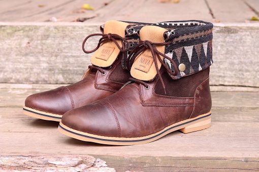 mens-warrior-boots-zulu-brown-leather-suede-tribal-fabric