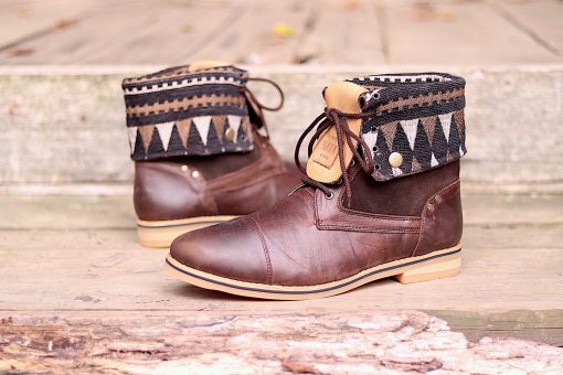 mens-warrior-boots-zulu-brown-leather-suede-tribal-fabric