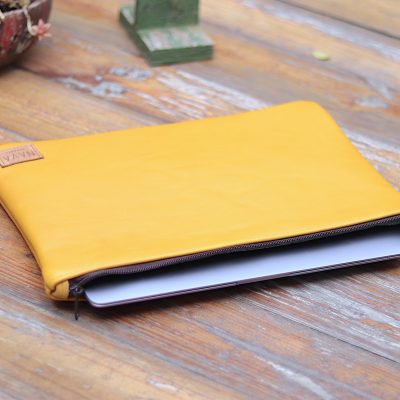 Laptop Case Leather - Mustard