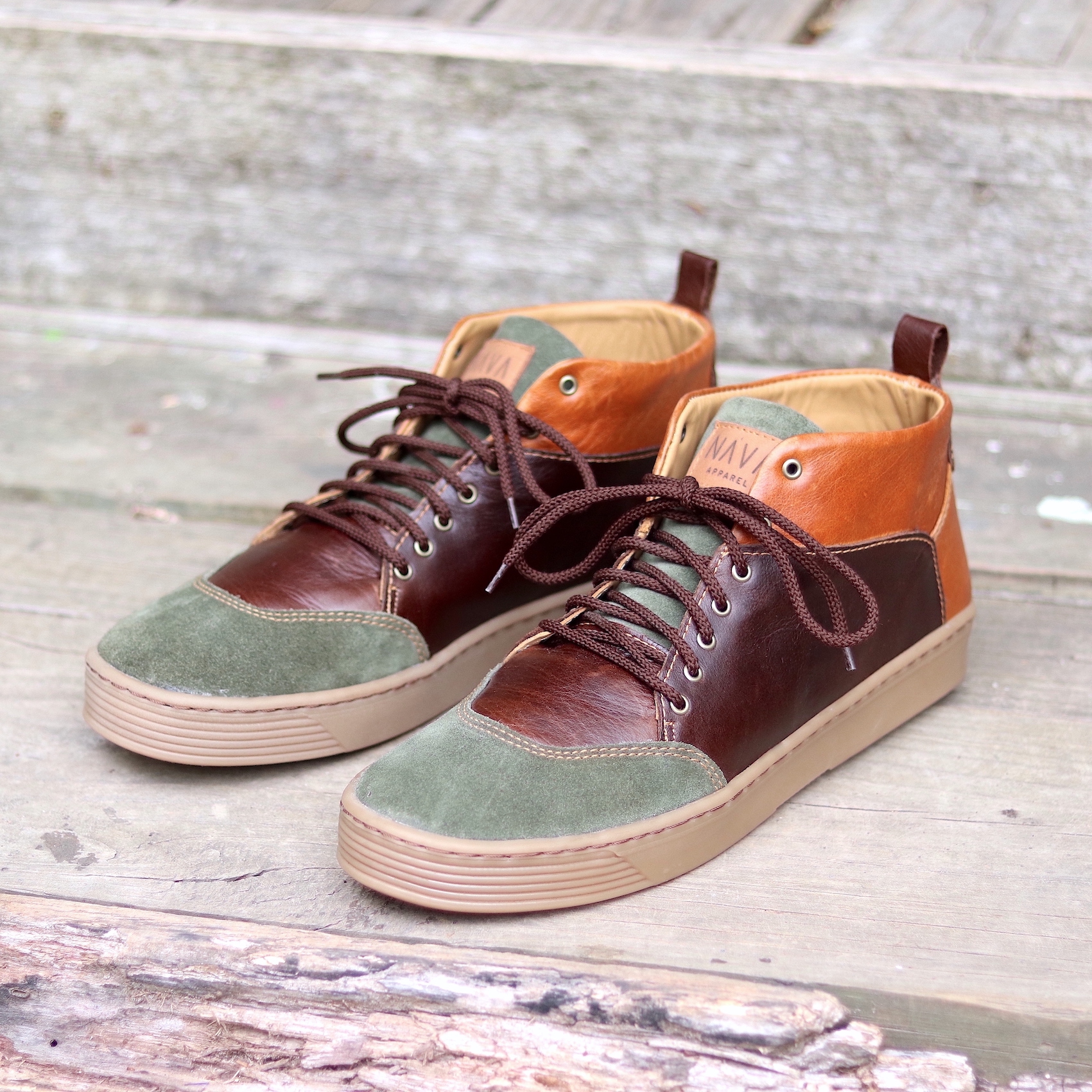 mens-sneaker-olive-suede-brown-tan-leather-high-top-shoes