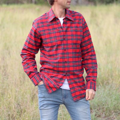 mens-flannel-shirt-red-cotton-checkered