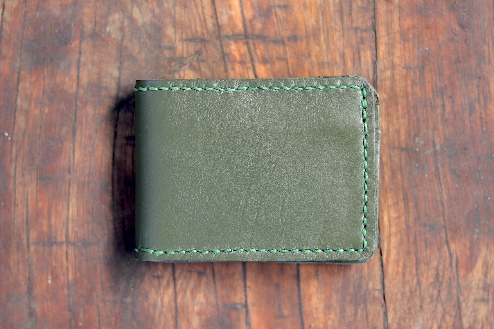 Bifold Leather Wallet - Olive
