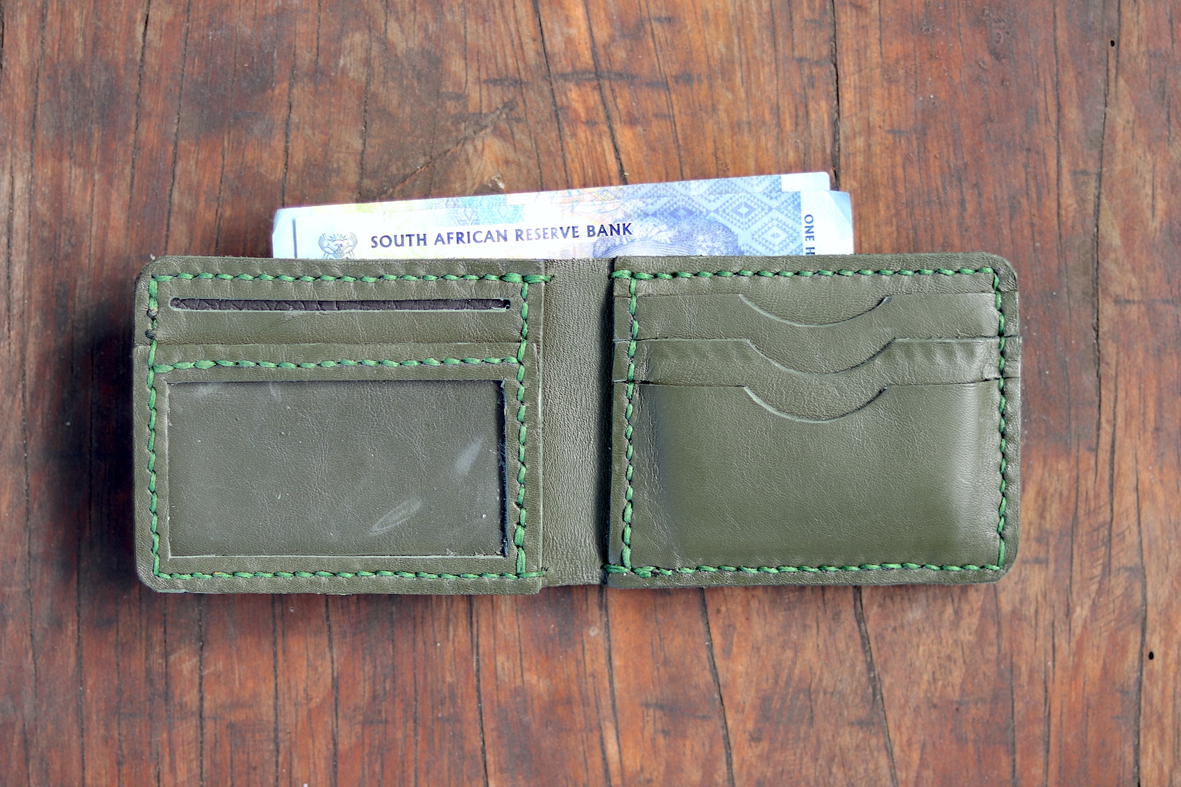 Bifold Leather Wallet - Olive - Image 2