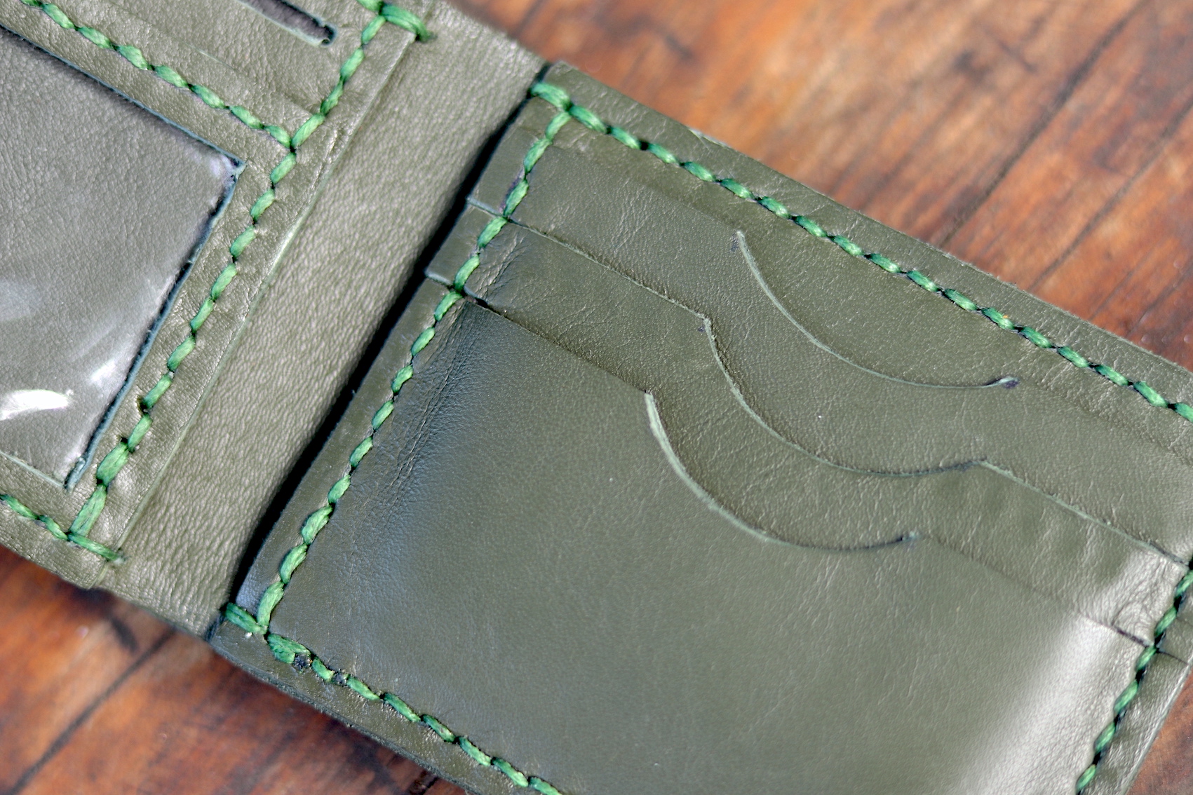 Bifold Leather Wallet - Olive - Image 3