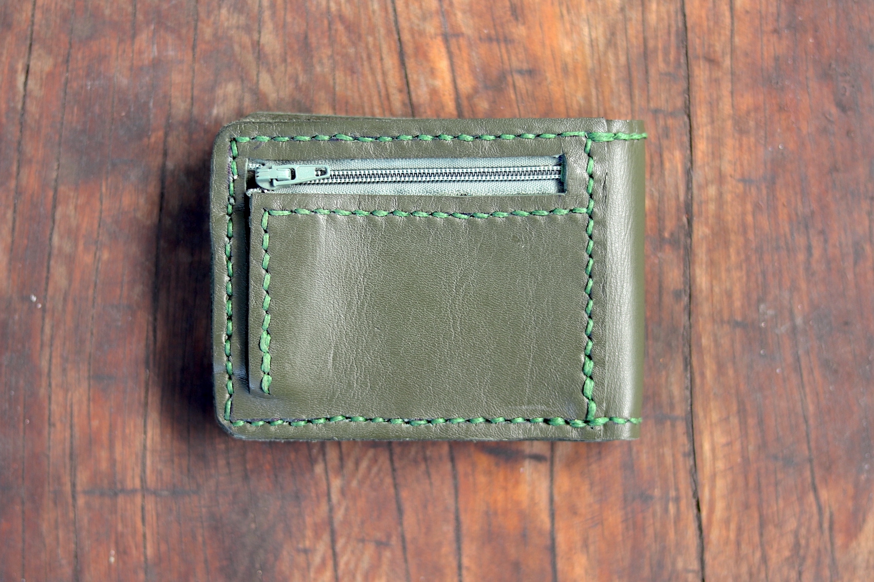 Bifold Leather Wallet - Olive - Image 4