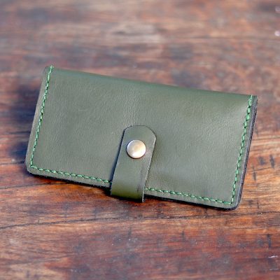 Long Leather Wallet - Olive