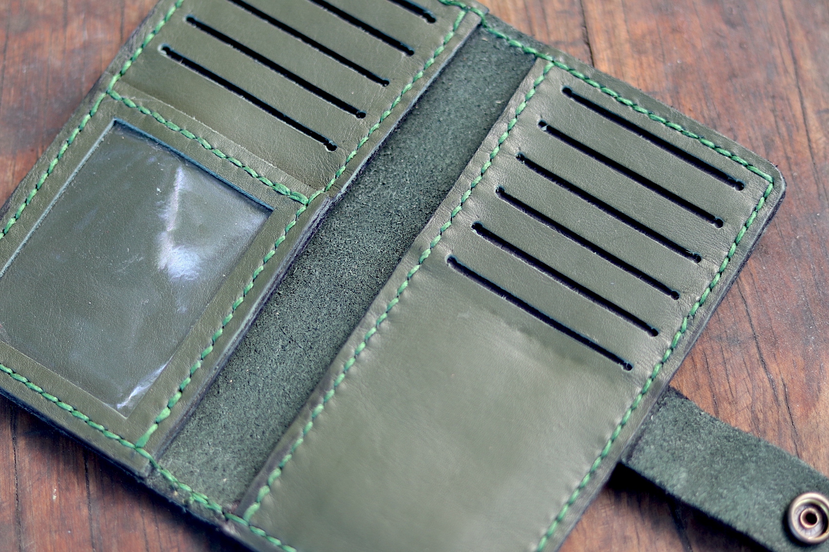 Long Leather Wallet - Olive - Image 3