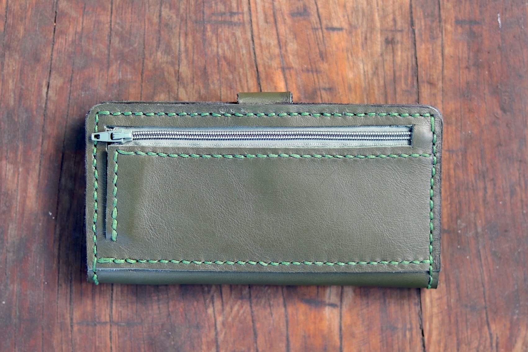 Long Leather Wallet - Olive - Image 4